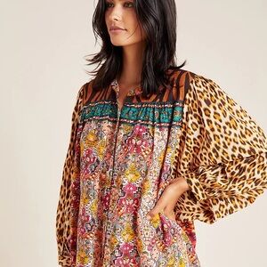 Maxine Dolman Sleep Top Anthropologie Mixed Print Sz Small 100% Modal Sleepwear